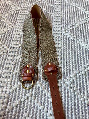 Silver beaded and brown leather Anthropologie belt